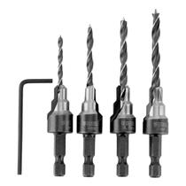 Jogo de Brocas Escareadoras p/ Madeira 3-5mm c/ 4 Pcs DENZEL 70424055