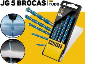 Jogo De Brocas Fura Tudo 5 Peças 4 A 10mm Diamantada Multiuso Universal P/ Madeira Metal Concreto Plástico