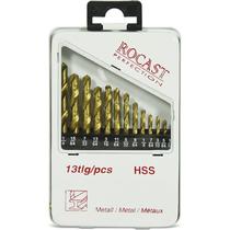 Jogo de Brocas Helicoidais Haste Paralela com Titânio - 1/16 pol a 1/4 pol - 13 Peças - 137,0060 - ROCAST