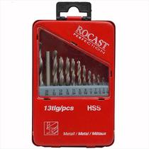 Jogo de Brocas HSS 1/16" a 1/4" 13 peças - Rocast 5,0158 Jogo de Brocas HSS 1/16" a 1/4" 13 peças - Rocast 5,0158