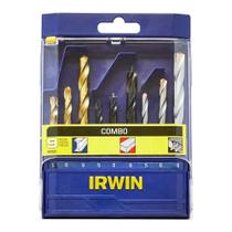 Jogo de Brocas Irwin Com 9Peças Aço, Madeira e Concreto