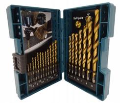 Jogo de Brocas Makita 19 Peças HSS-Tin D-67527 Original Profissional