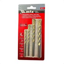 Jogo de Brocas para Concreto Golden Line com 4 Peças - MTX