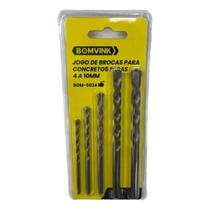 Jogo De Brocas Para Furadeira Com 5 Peças Concreto 4 a 10mm