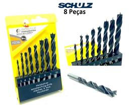 Jogo de Brocas Para Madeira 8 Peças Schulz 3mm A 10mm Profissional com Estojo