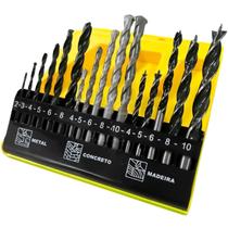 Jogo de Broncas Para Madeira Concreto Aço Alvenaria Metal 16 Peças Com Estojo Fertak