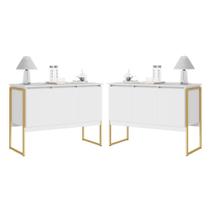 Jogo de Buffets Modernos Verona Branco Dourado Jogo de Buffets Modernos Verona Branco Dourado