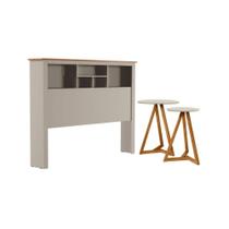 Jogo de Cabeceira com Mezanino Lateral Cambridge Off White Nature Jogo de Cabeceira com Mezanino Lateral Cambridge Off White Nature