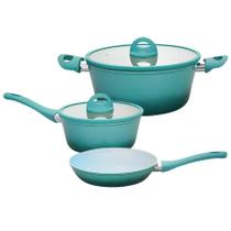 Jogo De Caçarola 24cm Panela 18cm Frigideira Indução Cerâmica Miami Verde Jogo De Caçarola 24cm Panela 18cm Frigideira Indução Cerâmica Miami Verde