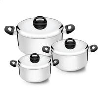 Jogo De Caçarola 3 Pecas Nigro Criativa Aluminio Alto Brilho