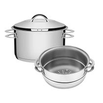 Jogo de Caçarola Funda + Cozi-Vapore Solar 24 cm 6,1 L em Aço Inox Fundo Triplo Tramontina Jogo de Caçarola Funda + Cozi-Vapore Solar 24 cm 6,1 L em Aço Inox Fundo Triplo Tramontina