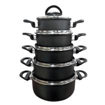 Jogo De Caçarolas 05 Peças Antiaderente Com Tampa De Vidro Jogo De Caçarolas 05 Peças Antiaderente Com Tampa De Vidro