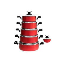 Jogo De Caçarolas 05 Peças Antiaderente Com Tampa De Vidro