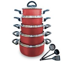 Jogo de Caçarolas 05 Peças Antiaderente com Tampa de Vidro