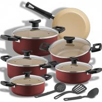 Jogo de Caçarolas 05 Peças + Frigideira com Tp Vidro Jogo de Caçarolas 05 Peças + Frigideira com Tp Vidro