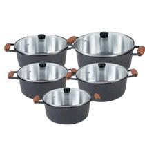 Jogo De Caçarolas 5 Panelas Com Tampa De Vidro Temperado
