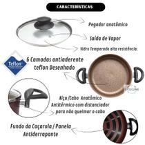 Jogo de Caçarolas 5 peças 16 a 24 - Dolce Tampa de Vidro Antiaderente Teflon Panelas