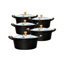 Jogo de Caçarolas Alumínio Batido Craqueado Preto 18, 20, 22 e 30cm Jogo de Caçarolas Alumínio Batido Craqueado Preto 18, 20, 22 e 30cm