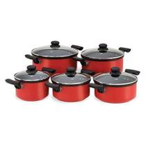Jogo De Caçarolas Cordonadas 5 Peças Vermelha Tampa Vidro Jogo De Caçarolas Cordonadas 5 Peças Vermelha Tampa Vidro