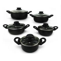 Jogo de Caçarolas Lady 5 Peças 14 a 22cm Preto com Talher - Dona Chefa