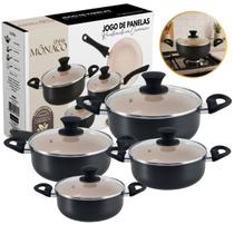 Jogo de Caçarolas Revestimento Cerâmica Duplo Antiaderente 4 Pças Vermelho ou Preto Jogo de Caçarolas Revestimento Cerâmica Duplo Antiaderente 4 Pças Vermelho ou Preto