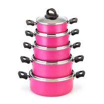 Jogo de caçarolas tampa de vidro 5 peças vermelho Nacional