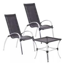 Jogo de Cadeira e Mesa Garden em Alumínio Fibra Sintética Área Externa ou Interna Trama Original