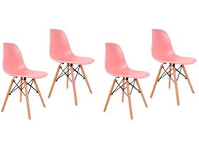 Jogo de Cadeiras de Polipropileno e Madeira - Empório Tiffany Eames 4 Peças