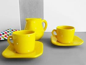 Jogo de café Cerâmica 3 peças Amarelo Poá