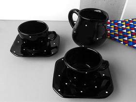 Jogo de café Cerâmica 3 peças Preto