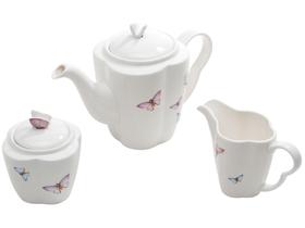 Jogo de Café de Porcelana 3 Peças Wolff Mesa Borboletas