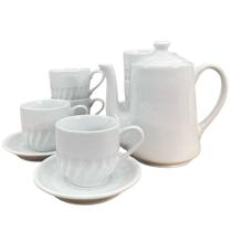 Jogo de Café e Chá Mesa Posta 13 Peças - Bule 1L e Xícaras Relevo