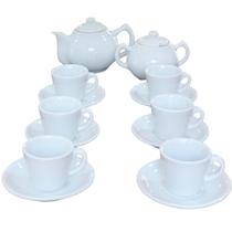 Jogo de Café e Chá Mesa Posta - Bule Chaleira 400ML, Açucareiro 250ML e 6 Xícaras 80ML com Pires Jogo de Café e Chá Mesa Posta - Bule Chaleira 400ML, Açucareiro 250ML e 6 Xícaras 80ML com Pires