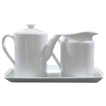 Jogo de Café e Chá Mesa Posta - Kit Porcelana Branca com Bule de 800ml e Jarra Leiteira de 800ml