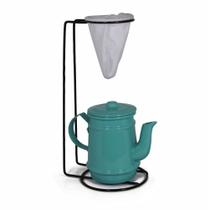 Jogo De Café Mini Bule 400ml Alumínio + Suporte Com Coador - Verde Tifani