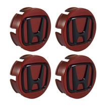 Jogo de Calota 58mm Centro de Roda Honda FIT Civic City WRV Vermelha e Preto