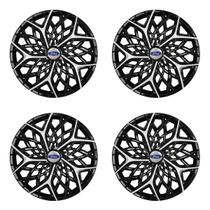 Jogo de calota esportiva aro 13 moove black silver + emblema resinado ford