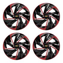 Jogo de calota esportiva aro 13 nitro black red + emblema resinado gm