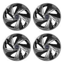 Jogo de calota esportiva aro 13 nitro x graphite black + emblema de alumínio ford azul