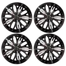 Jogo de calota esportiva aro 13 triton sport black chrome + emblema de alumínio volks 3d