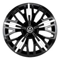 Jogo de calota esportiva aro 13 triton sport black chrome + emblema resinado vw