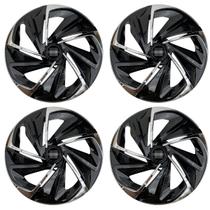 Jogo de calota esportiva aro 14 nitro black chrome + emblema de alumínio hyundai preto