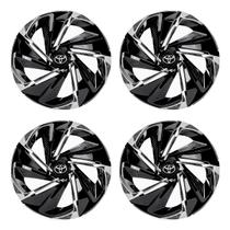 Jogo de calota esportiva aro 14 nitro black chrome + emblema resinado toyota