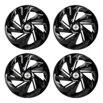 Jogo de calota esportiva aro 14 nitro black + emblema de alumínio gm escovado