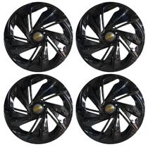 Jogo de calota esportiva aro 14 nitro black + emblema de alumínio gm escovado