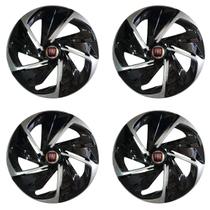 Jogo de calota esportiva aro 14 nitro black silver + emblema de alumínio fiat vermelho Jogo de calota esportiva aro 14 nitro black silver + emblema de alumínio fiat vermelho