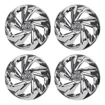 Jogo de calota esportiva aro 14 nitro chrome + emblema de alumínio volks 3d