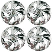 Jogo de calota esportiva aro 14 nitro chrome + emblema de alumínio volks 3d Jogo de calota esportiva aro 14 nitro chrome + emblema de alumínio volks 3d