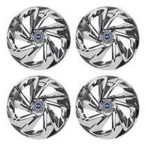 Jogo de calota esportiva aro 14 nitro chrome + emblema resinado fiat azul