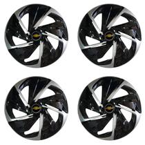 Jogo de calota esportiva aro 14 nitro x black silver + emblema de alumínio gm preto